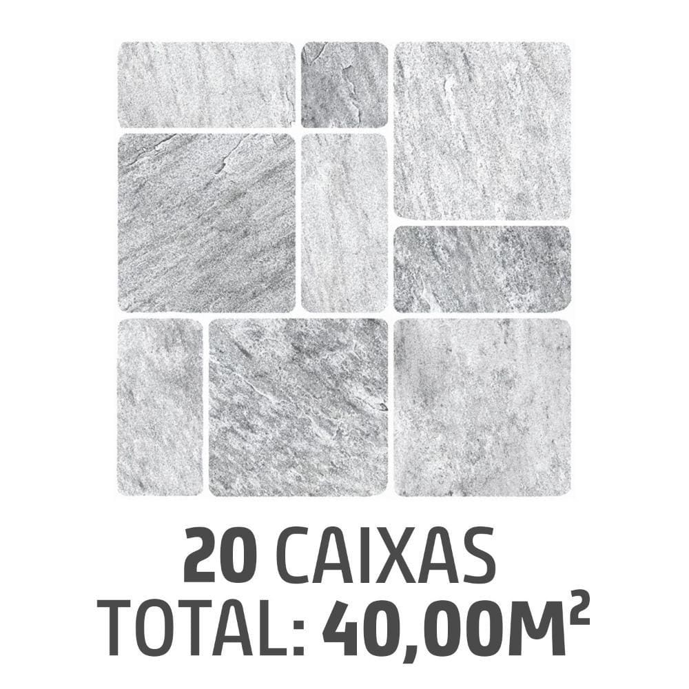 Kit com 20 Caixas de Piso Sevilha Cinza 45x45 Caixa 2,00m² Formigres