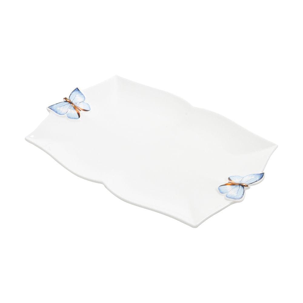 Travessa de Porcelana Branca Borboletas 30x20cm Wolff