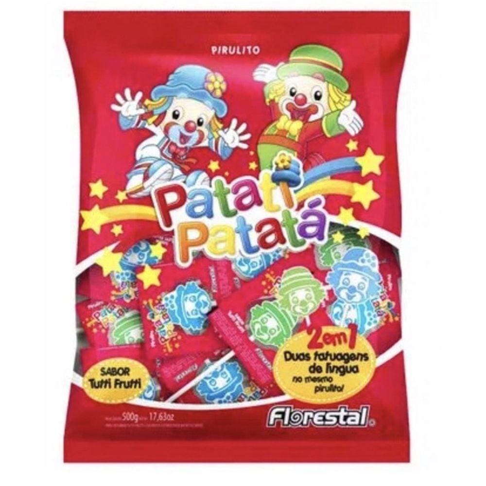 Pirulito Patati Patatá Florestal Tutti Frutti Pacote C/50unid - 500g