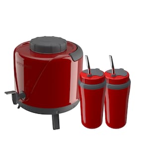 Kit Tererê Garrafa Térmica 5L + Copo Térmico Vermelho 650ml