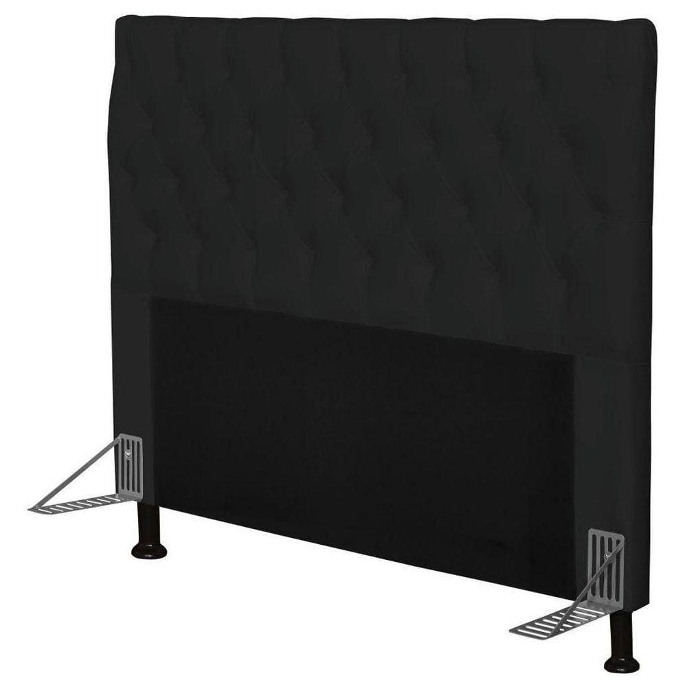 Cabeceira Cama Box Casal 195cm Cristal Corino Preto