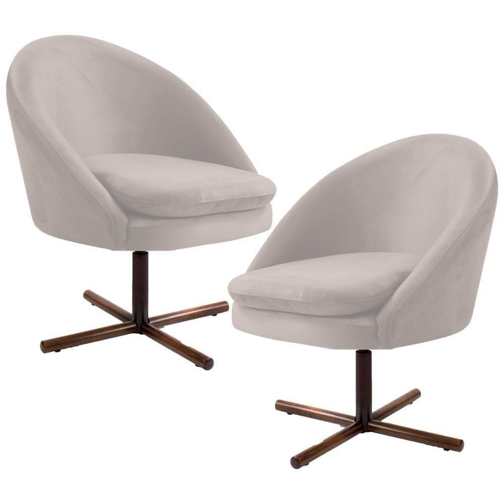 Kit 2 Poltronas Madeira Rafa B-309 Veludo Bege