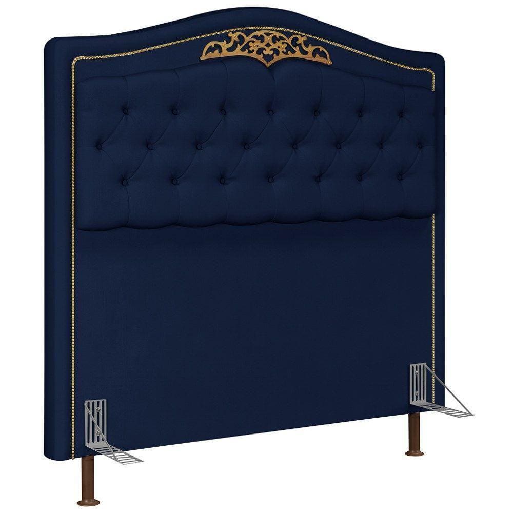 Cabeceira Cama Box Casal 195Cm Suede Azul