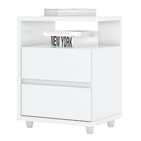 Mesa de Cabeceira Lacy Branco Brilho - Henn
