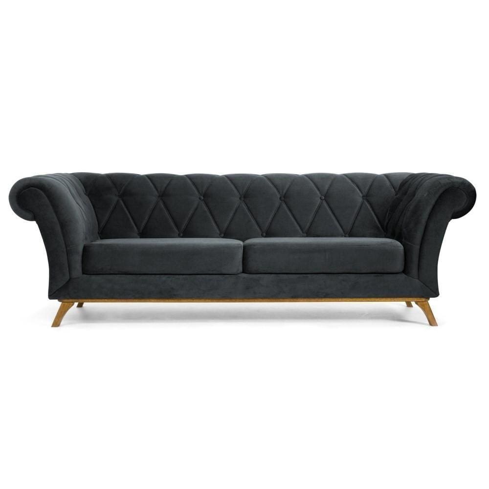 Sofá 210cm 3 Lugares Base Madeira Império B-317 Cinza