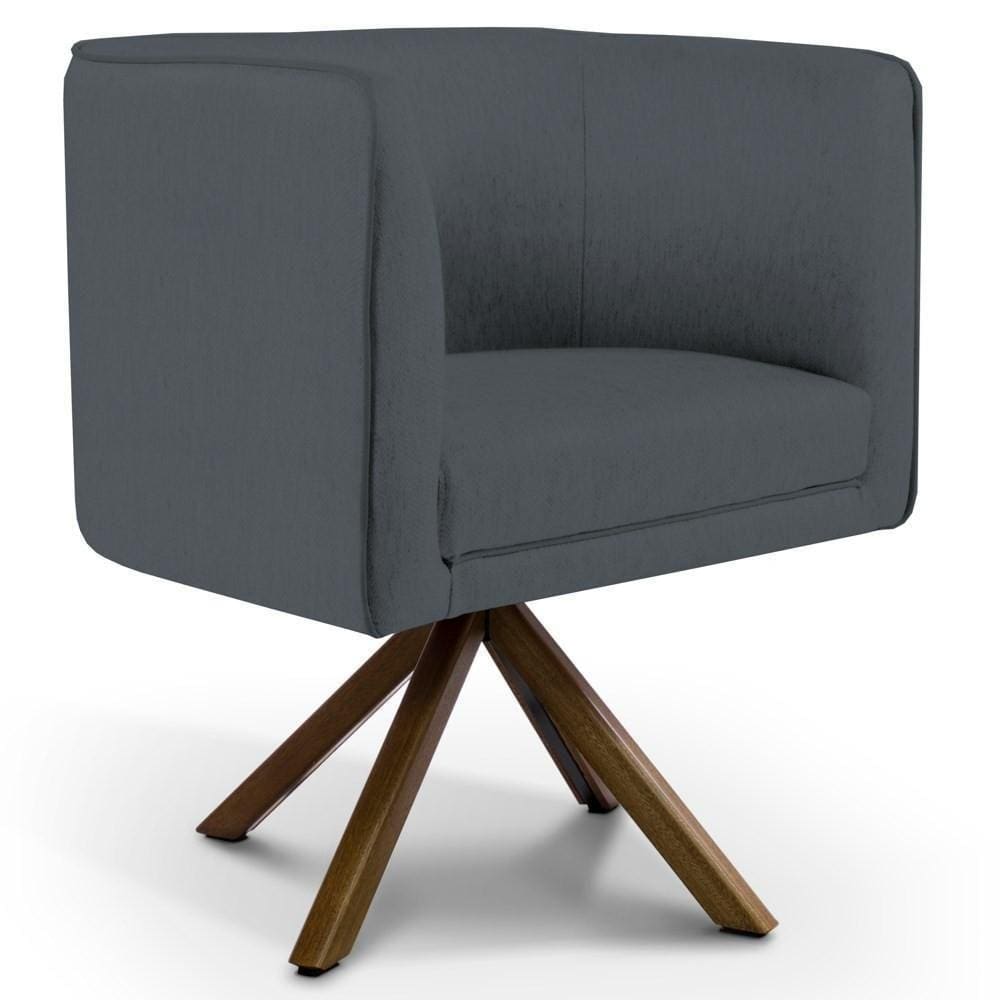 Poltrona Giratória Base Giromad Madeira C-03 Corano Cinza