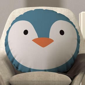 Almofada Redonda Avulsa Bichinhos 45cm X 45cm Pinguim