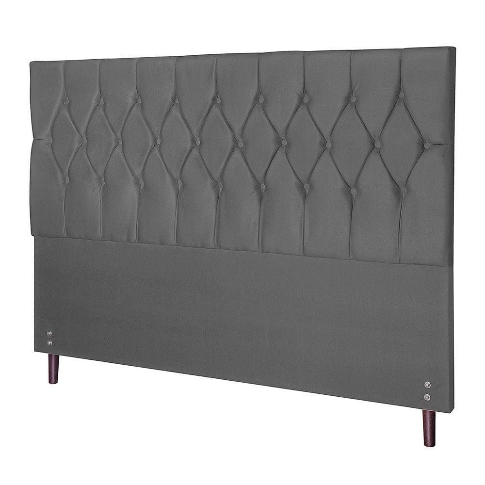 Cabeceira Madri Para Cama Box Queen 164 Cm Suede Cinza