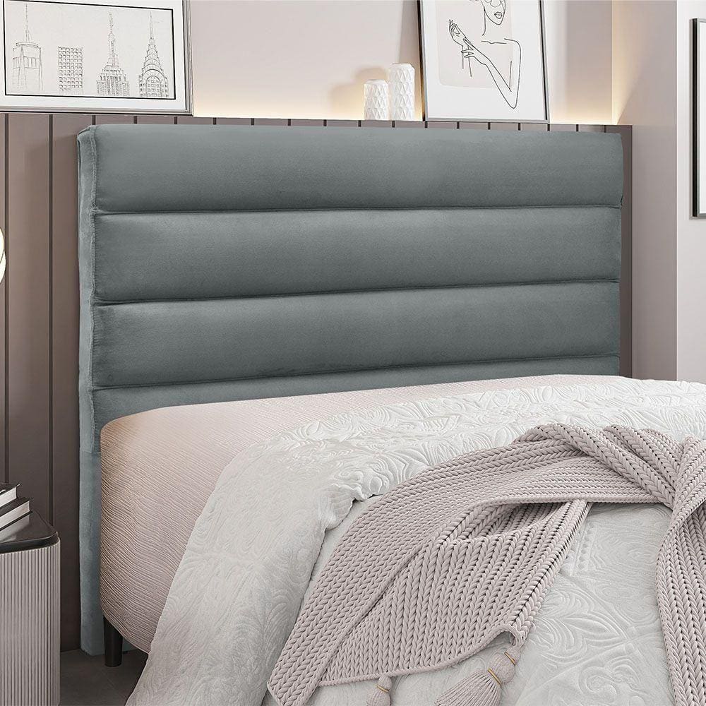 Cabeceira Para Cama Box Queen La Italiana 160Cm Veludo Cinza