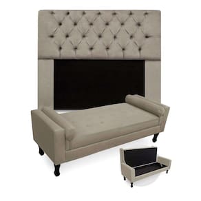 Kit Cabeceira + Calçadeira Baú Felix Queen Size 160Cm Bege