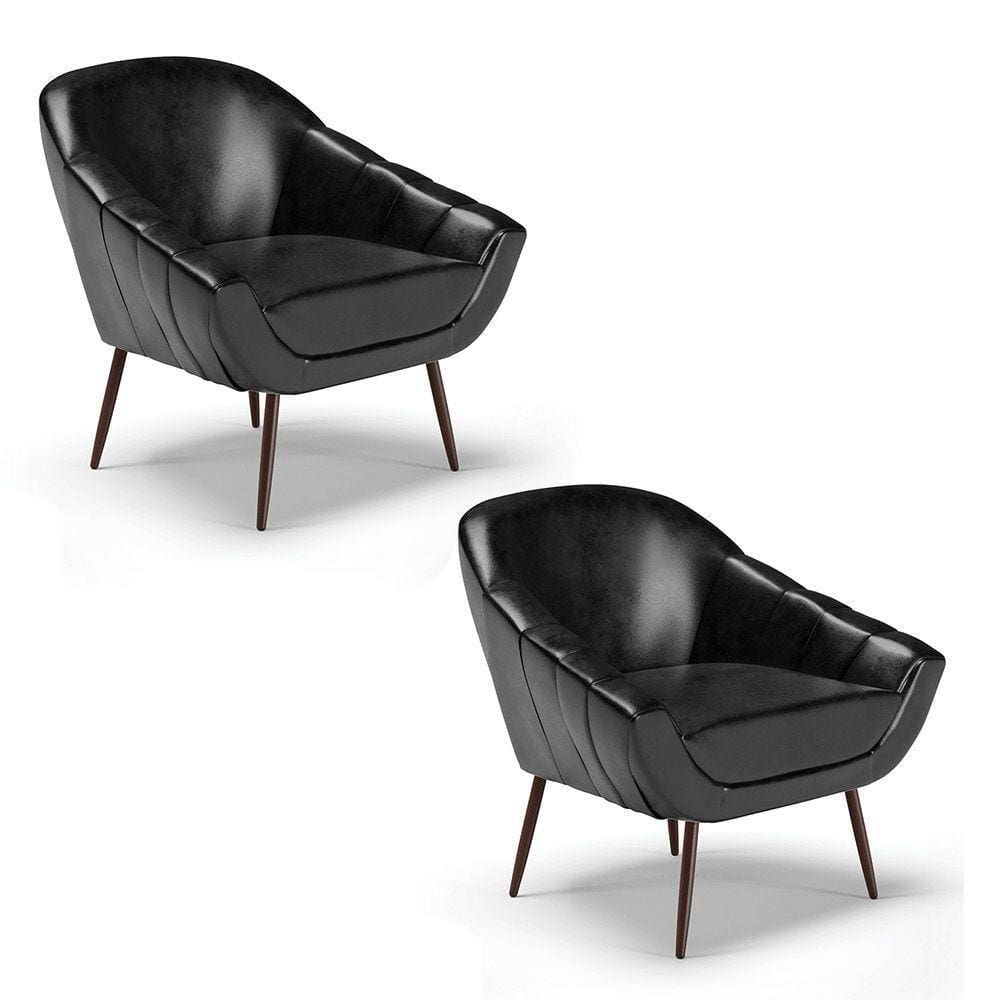 Kit 02 Poltronas Corano Pés Palito Ferro Preto
