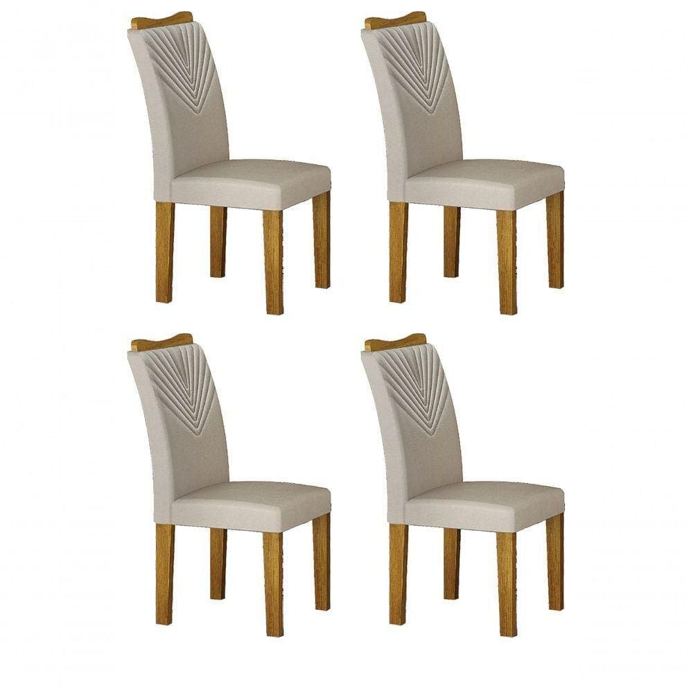 Kit 04 Cadeiras Sala De Jantar Clara Madeira Freijó,Palha