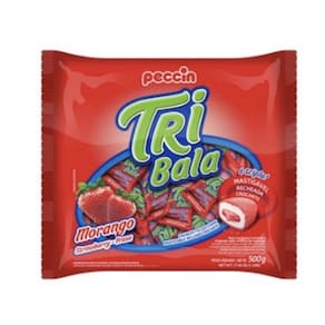 Bala Recheada Tribala Morango Pacote 500g
