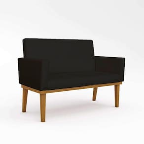 Sofá Namoradeira Com Base Reforçada Luxo Em Preto