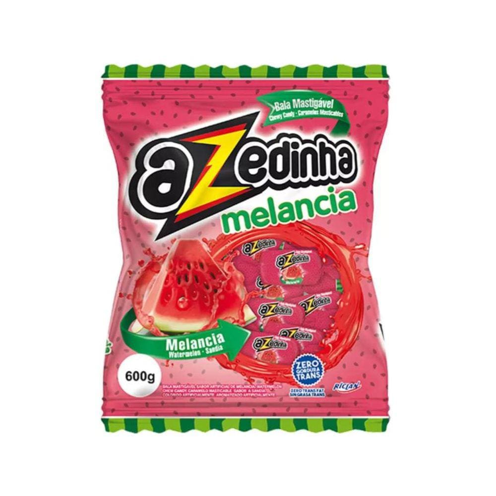 Bala Mastigável Azedinha Melancia Pacote 600g - Riclan