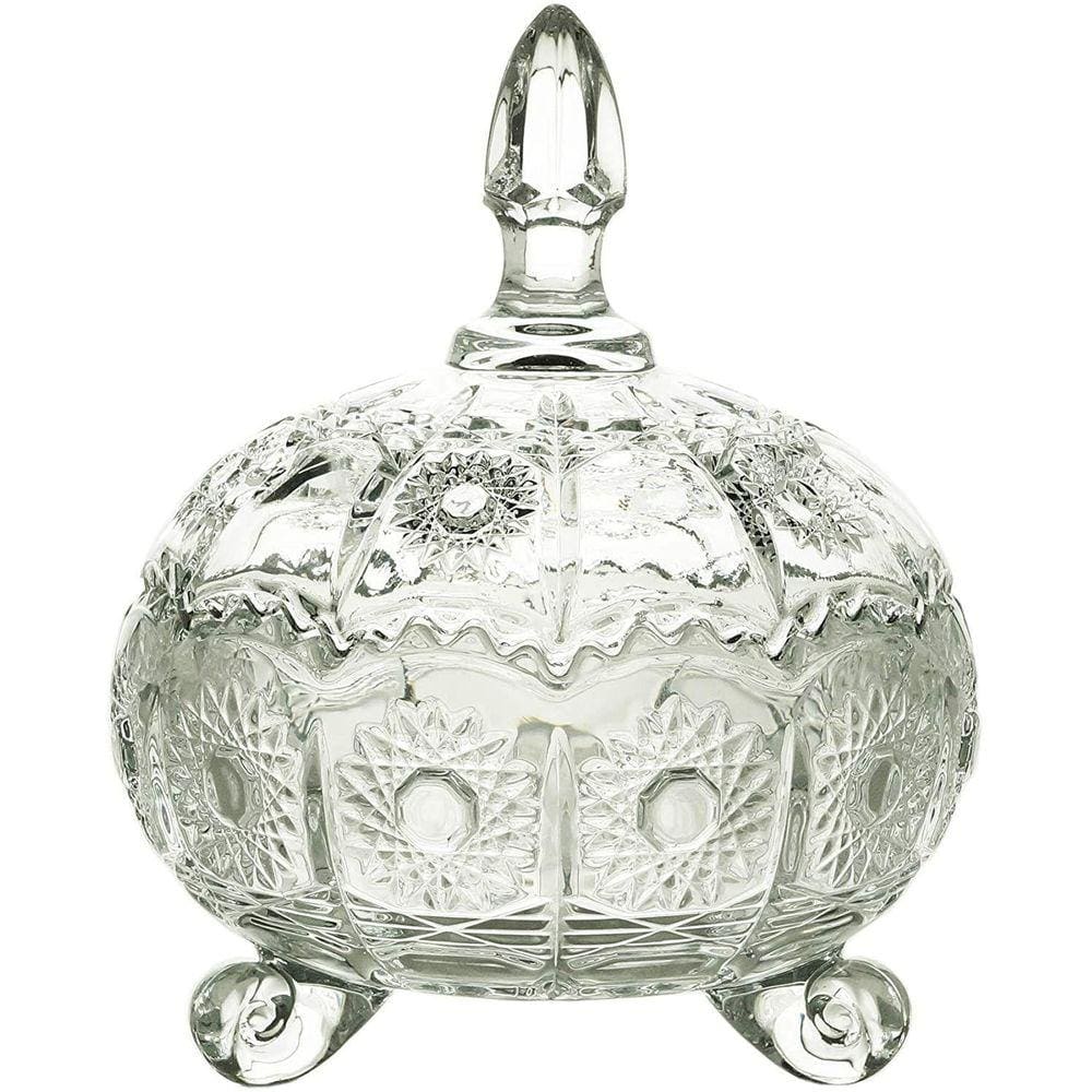 Bomboniere Potiche de Cristal C/Pé Sun Transparente 21x16cm Lyor