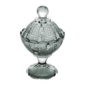 Bomboniere Potiche Decorativo de Cristal C/Pé Princess Verde 16x11cm Wolff