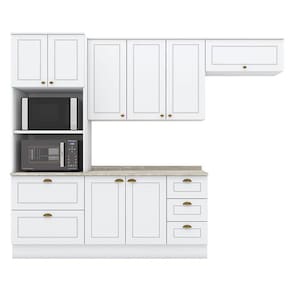 Cozinha Modulada Nova York 4 Peças Branco HP com Tampo Calcare - Henn