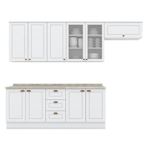 Cozinha Modulada Nova York 6 Peças Branco HP com Tampo Calcare - Henn