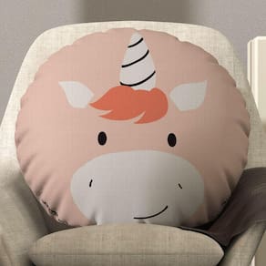 Almofada Redonda Avulsa Bichinhos 45cm X 45cm Unicornio