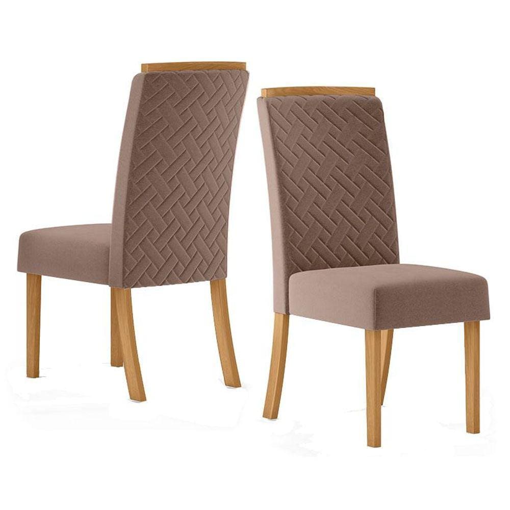 Cadeira para Mesa de Jantar Ester Kit 02 Peças Marrom Amêndoa - Henn