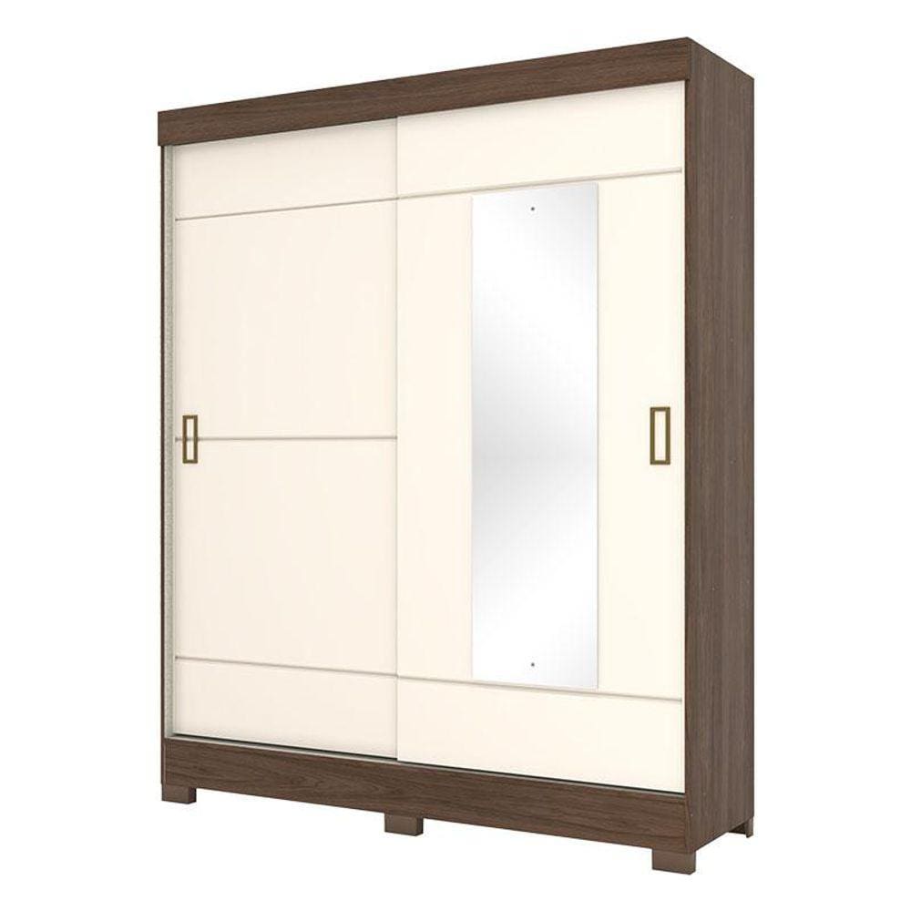 Guarda Roupa Solteiro B66 Castanho Off White - Briz Móveis