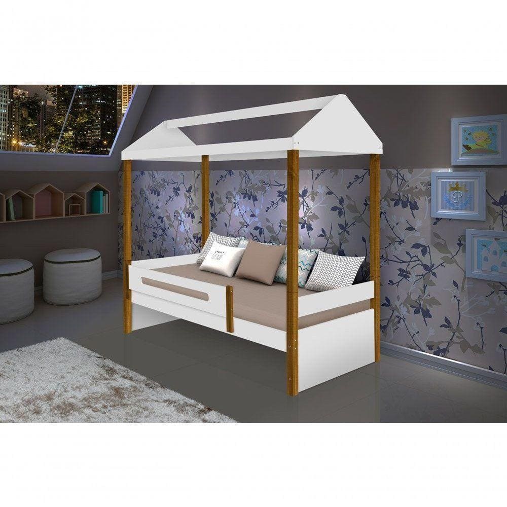 Cama Casa Branco Mel Com Colchão
