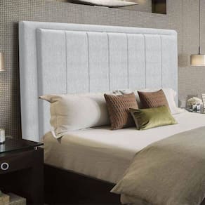 Cabeceira Opala Cama Box King 193Cm Linho Cinza Claro