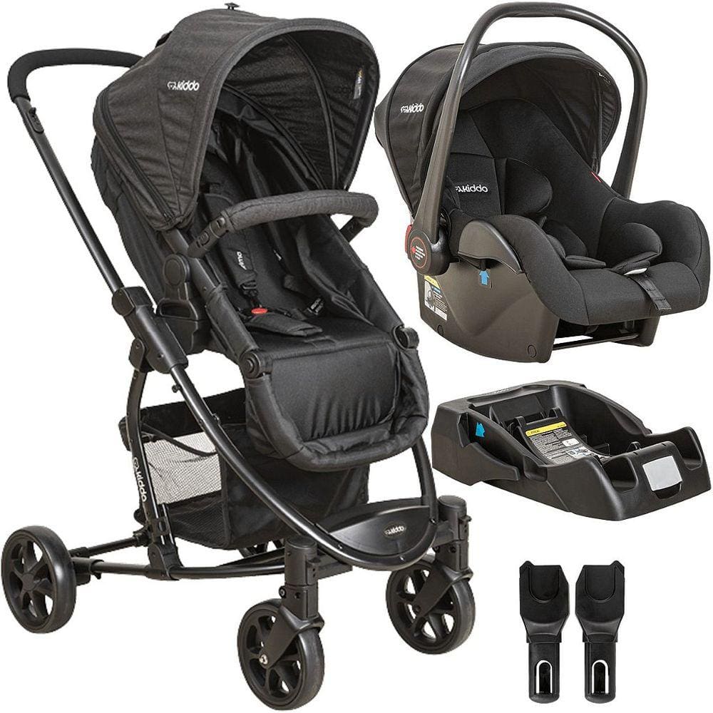 Carrinho de Bebe Bebe Conforto Base Kiddo Prima Melange Preto