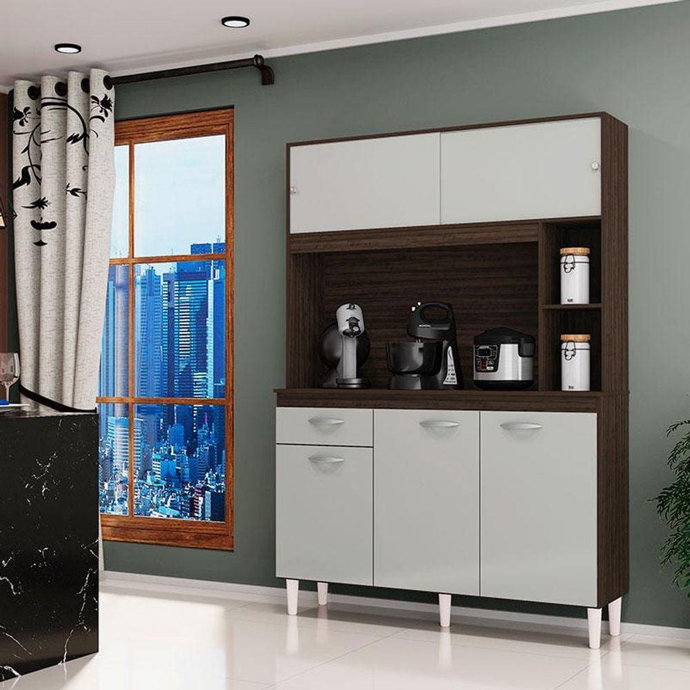 Cozinha Ambiente Kit Duda 120 cm Chocolate Off White - Poquema