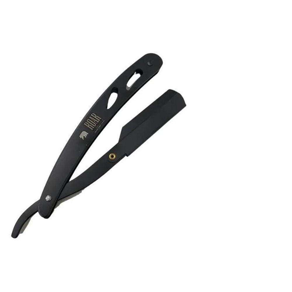 Navalha Navalhete Roar Barbear Profissional Aço Inox Preta