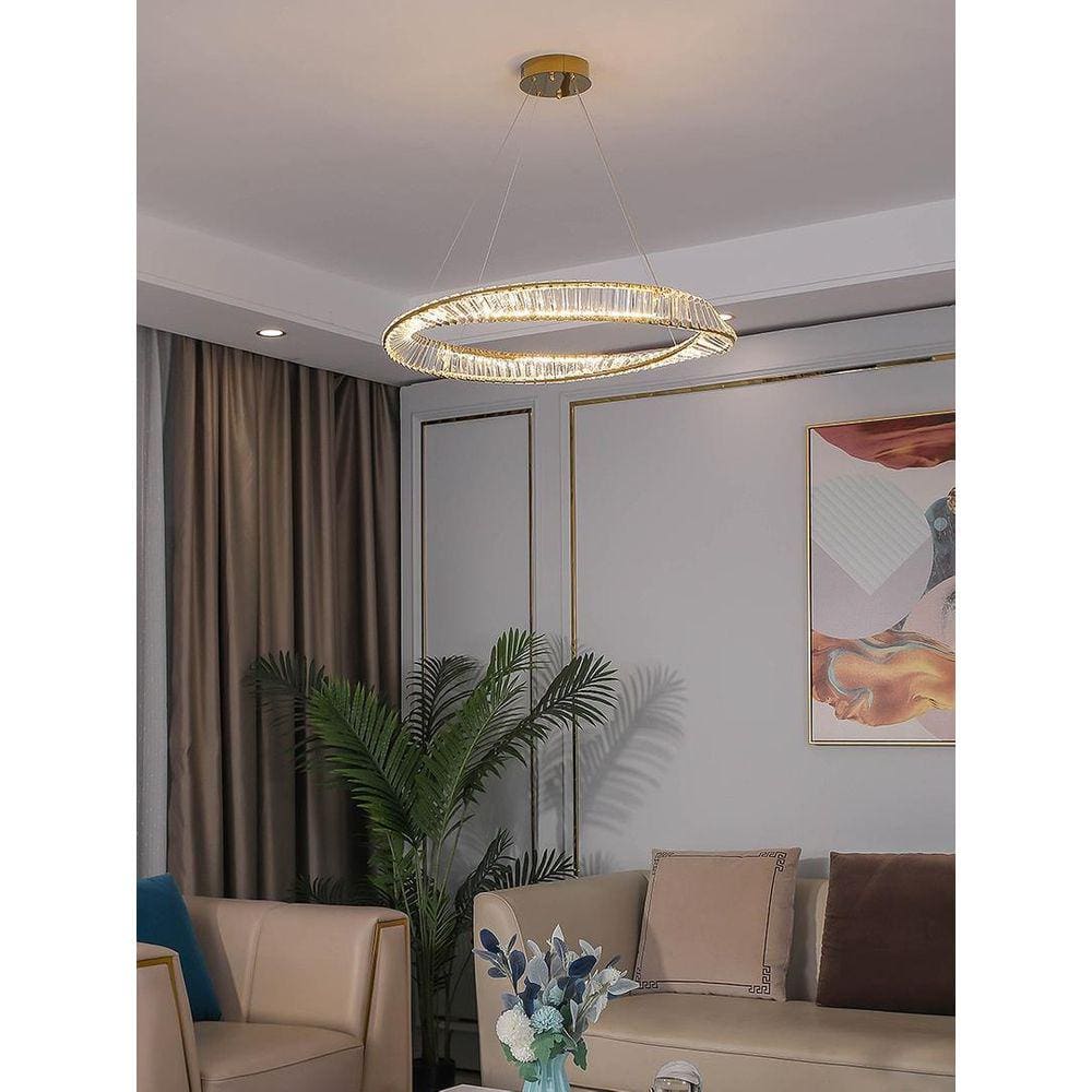 Pendente Lustre em Led 25w 3000k Metal Bronze e Cristal K9