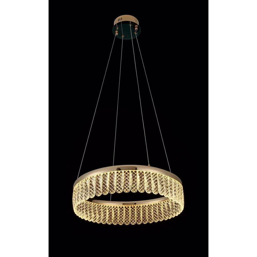Lustre Pendente Argola Bronze e Cristais K9 Transp D60cm