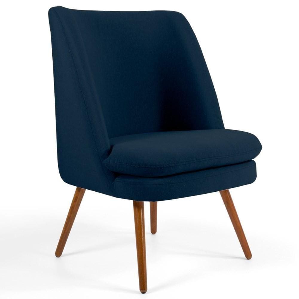 Poltrona Madeira B-304 Suede Azul Marinho Domi