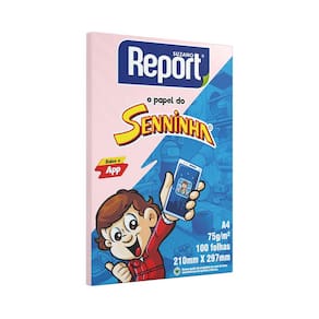 Papel Sulfite A4 Report Senninha Rosa com 100 Folhas 75g
