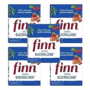 Adoçante Finn Pó Sucralose C/50 Envelopes Pequenos Kit 5