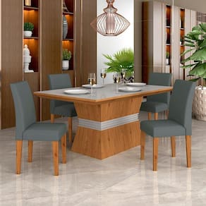 Mesa Com 4 Cadeiras 1,36 Versalhes Cin/off/cinza - Móveis Arapongas