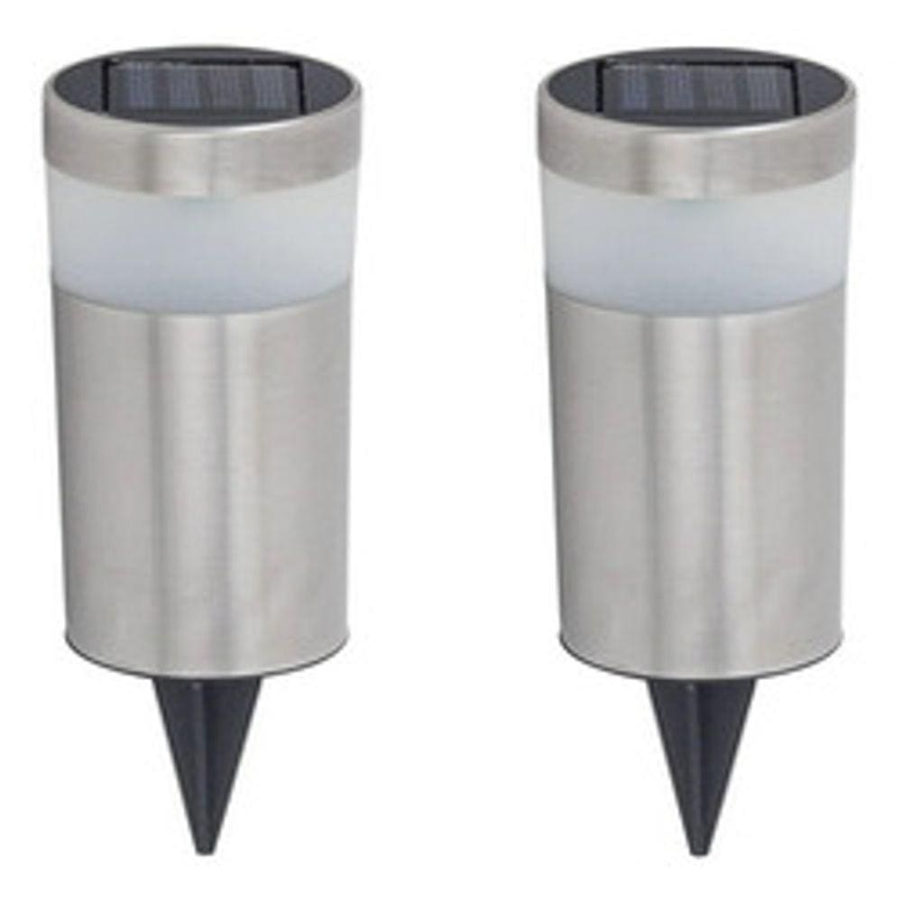 Kit 2 Balizadores Aço Inox Espeto Jardim Led Luz Sola