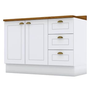 Balcão de Cozinha 120 cm Americana Branco com Tampo Nature - Henn