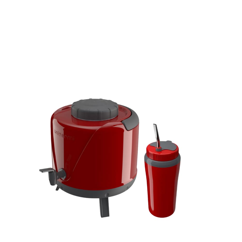 Kit Tererê Garrafa Térmica 5L + Copo Térmico Vermelho 650ml