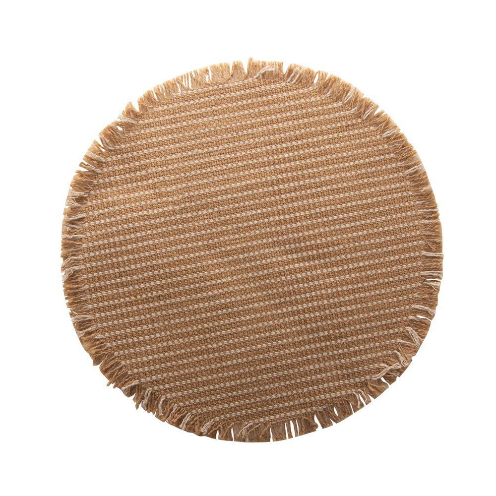 Lugar Americano de Juta e Algodão Listra Natural Marrom 38cm Royal Decor