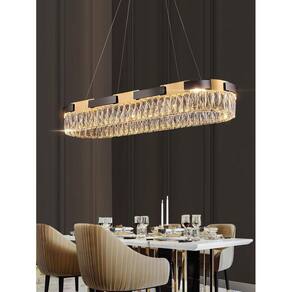 Pendente LED Retangular em Metal Bronze/Preto e Cristal K9