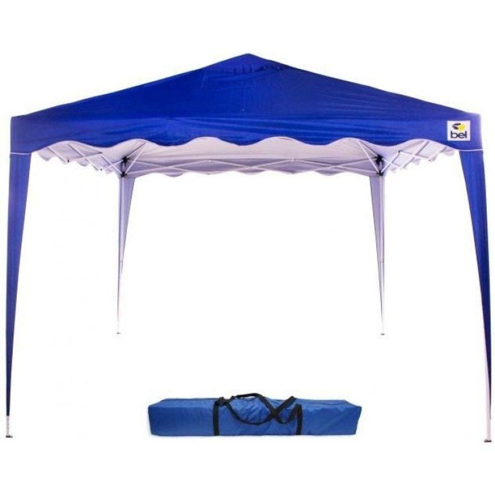 Tenda 3x3m Dobrável Sanfona Poliéster Gazebo Alumínio Praia Azul - Belfix