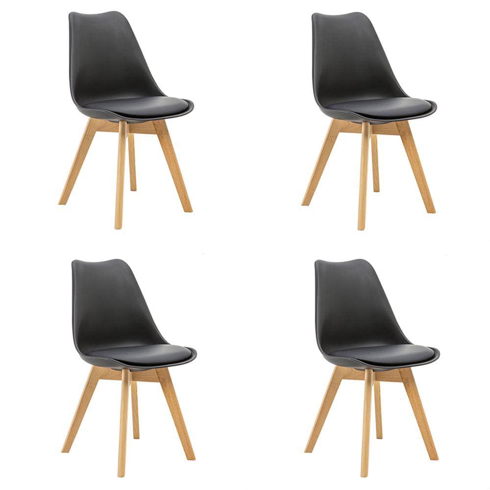 Kit 4 Cadeiras Saarinen Wood Com Estofamento