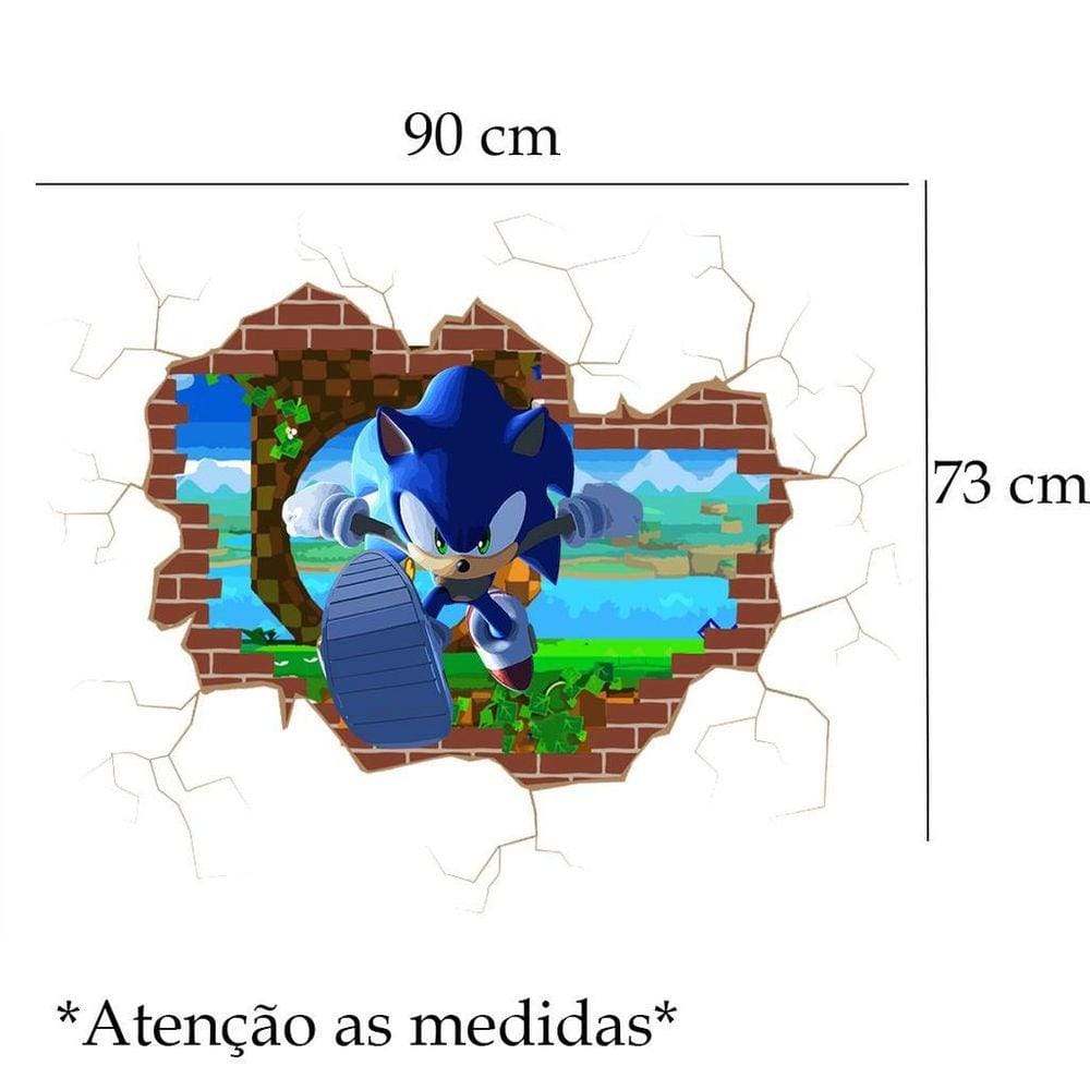 Adesivo De Parede Buraco Falso Sonic Mod01