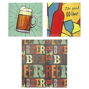 Quadro Decorativo 30X30Cm Tela Canva Cerveja Moldura Madeira