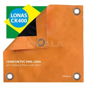 Lona Ck400 Laranja X Preta 3x2 Metros em Pvc Para Cobertura Estática