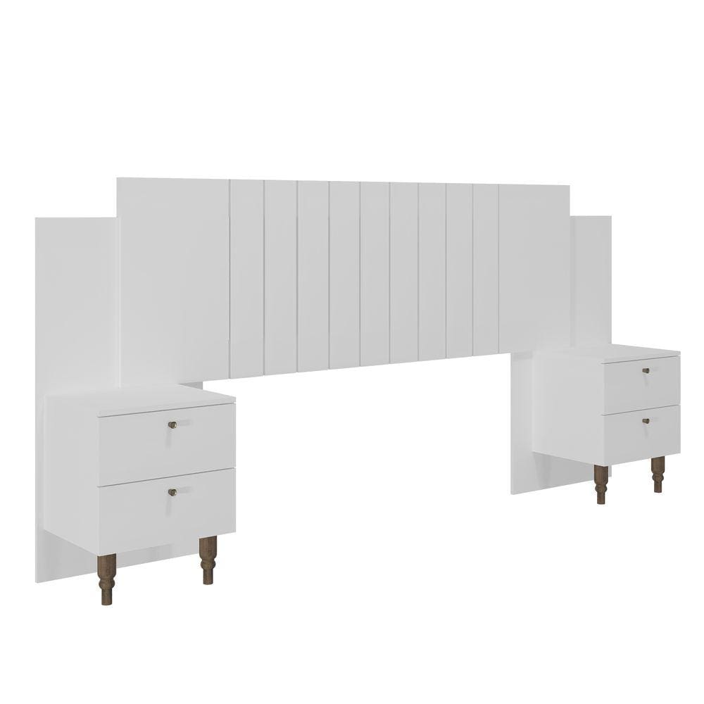 Cabeceira Extensível Genova 100%MDF 2 Gavetas Branco - Panan