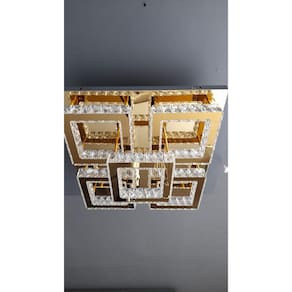 Paflon Quadrado 60x60 cm Dourado Led com Cristal K9