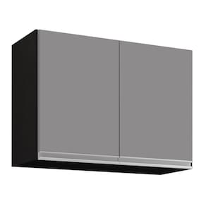 Armário Aéreo 67cm 2 Portas Califórnia Preto/Cinza